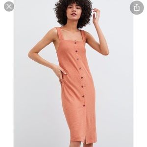 Zara Peach Buttoned midi dress, L